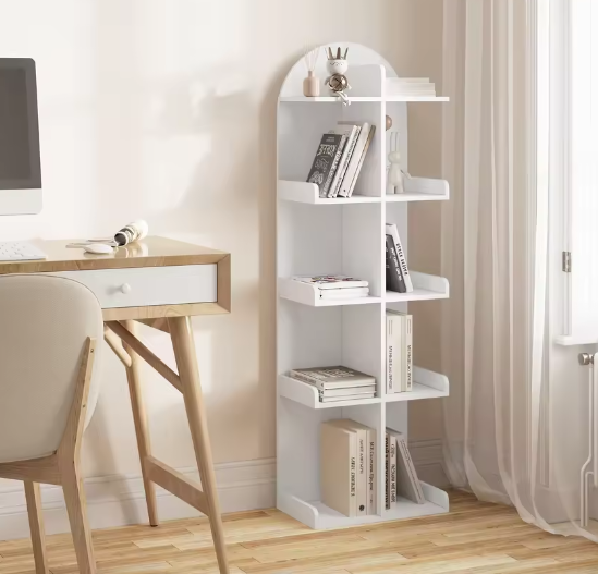 Witte 5-laagse boekenkast met 10 planken – Staande opslag voor boeken, cd’s en dvd’s