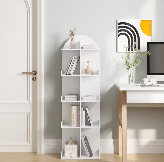 Witte 5-laagse boekenkast met 10 planken – Staande opslag voor boeken, cd’s en dvd’s