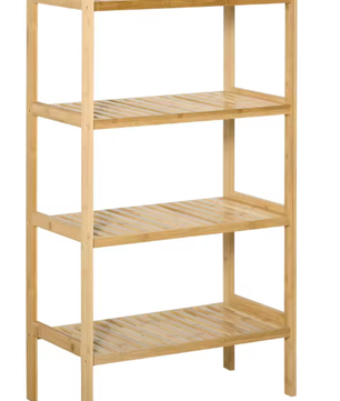 Bamboe Boekenkast met 4 Lagen – Duurzame Multifunctionele Opbergkast voor Badkamer, Woonkamer of Hal, 62x33x112 cm