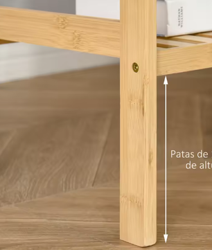 Bamboe Boekenkast met 4 Lagen – Duurzame Multifunctionele Opbergkast voor Badkamer, Woonkamer of Hal, 62x33x112 cm