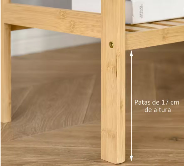 Bamboe Boekenkast met 4 Lagen – Duurzame Multifunctionele Opbergkast voor Badkamer, Woonkamer of Hal, 62x33x112 cm