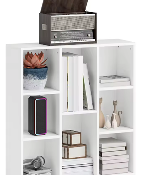 Witte Opbergkast met 8 Vakken – Moderne Melamine Boekenkast, Verticaal of Horizontaal Plaatsbaar, Duurzaam en Stijlvol, 74,3x24x80 cm