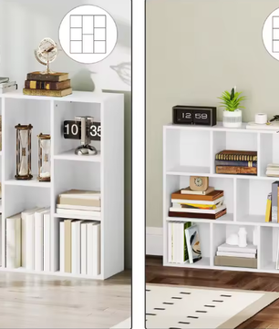 Witte Opbergkast met 8 Vakken – Moderne Melamine Boekenkast, Verticaal of Horizontaal Plaatsbaar, Duurzaam en Stijlvol, 74,3x24x80 cm