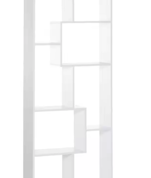 Moderne Witte Boekenkast met 8 Planken – Hoge Verticale Opbergkast van E1 Spaanplaat met Melamine Afwerking, 70x24x178 cm