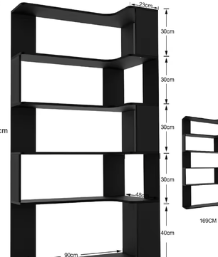 Hoekboekenplank met 5 Lagen – Massief Hout, Open Opbergkast met LED-Lichtstrip, Moderne Multifunctionele Plank voor Woonkamer of Studeerkamer, 90x48x169 cm
