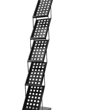 Opvouwbaar Tijdschriftenrek met 5 Lagen – IJzeren Displaystandaard voor Kantoor, Bibliotheek of Beurs, 40x27x160 cm