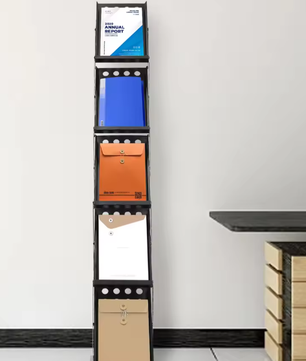 Opvouwbaar Tijdschriftenrek met 5 Lagen – IJzeren Displaystandaard voor Kantoor, Bibliotheek of Beurs, 40x27x160 cm