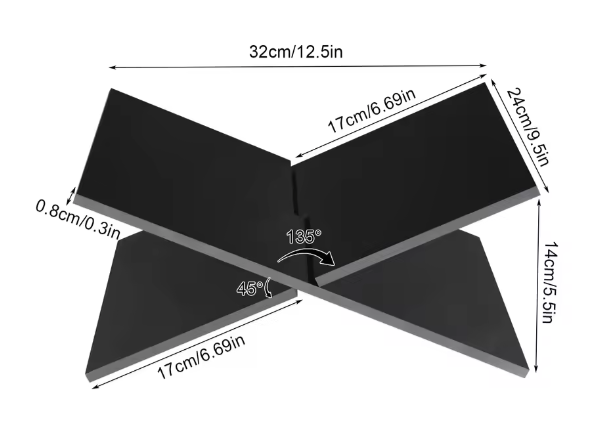 X-vormige Acryl Boekhouder – Desktop Leesstandaard, Ruimtebesparend Zwart