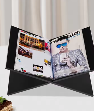 X-vormige Acryl Boekhouder – Desktop Leesstandaard, Ruimtebesparend Zwart