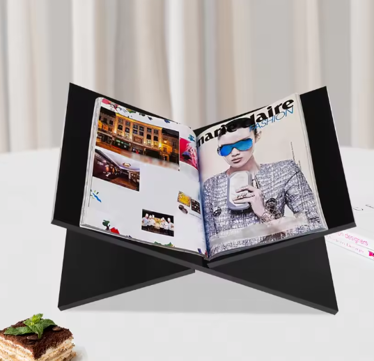 X-vormige Acryl Boekhouder – Desktop Leesstandaard, Ruimtebesparend Zwart
