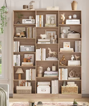 Boekenplank met 17 Compartimenten – Ruimtebesparend Opbergrek voor Woonkamer en Kantoor, 149x23,5x188 cm