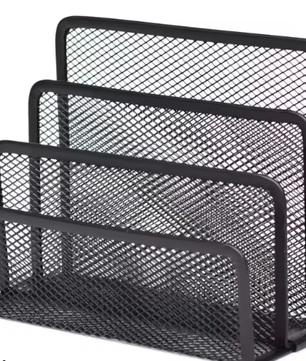 3-Laags Zwarte Metalen Notebookstandaard – Bureau Organizer voor Documenten