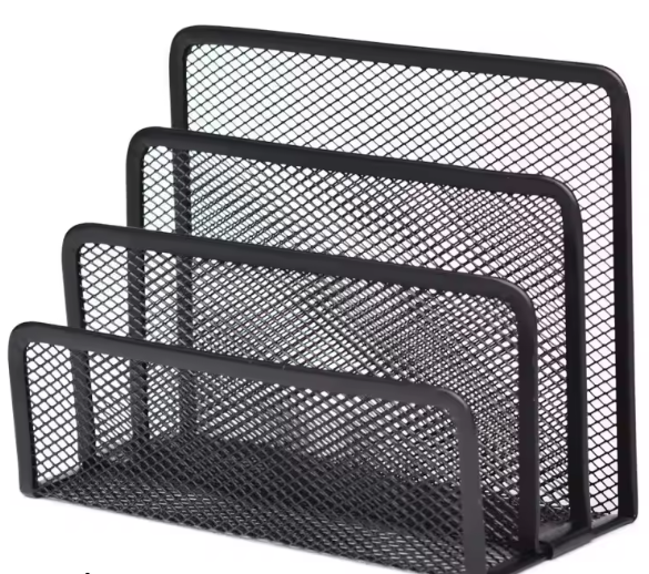 3-Laags Zwarte Metalen Notebookstandaard – Bureau Organizer voor Documenten
