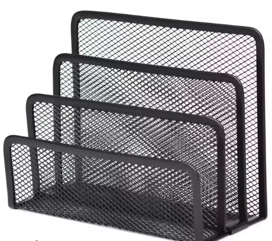 3-Laags Zwarte Metalen Notebookstandaard – Bureau Organizer voor Documenten