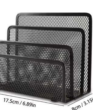 3-Laags Zwarte Metalen Notebookstandaard – Bureau Organizer voor Documenten