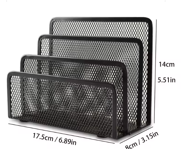 3-Laags Zwarte Metalen Notebookstandaard – Bureau Organizer voor Documenten
