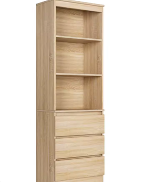 Hoge Boekenkast met 3 Lades & 3 Planken – Vrijstaande Opbergkast 60x35x180 cm