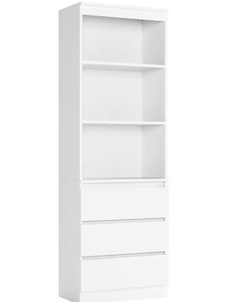 Hoge Boekenkast met 3 Lades & 3 Planken – Vrijstaande Opbergkast 60x35x180 cm