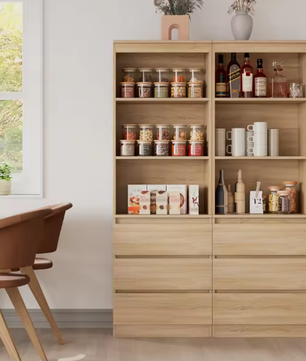 Hoge Boekenkast met 3 Lades & 3 Planken – Vrijstaande Opbergkast 60x35x180 cm
