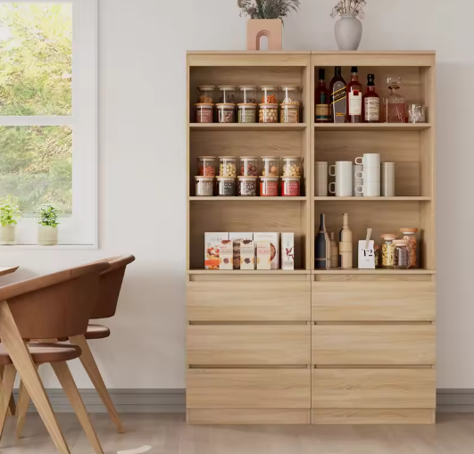 Hoge Boekenkast met 3 Lades & 3 Planken – Vrijstaande Opbergkast 60x35x180 cm