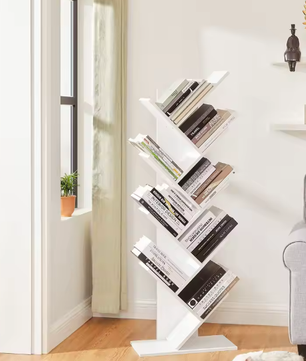 Boomvormige Boekenkast 8 Planken – Houten Opbergrek voor Woonkamer & Kantoor