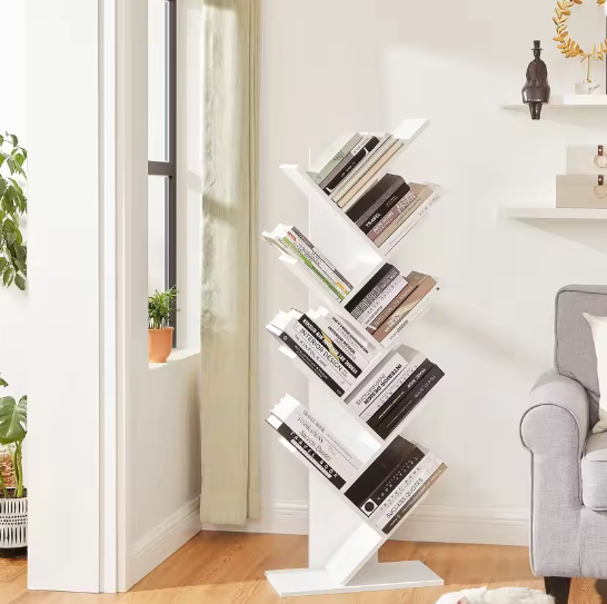 Boomvormige Boekenkast 8 Planken – Houten Opbergrek voor Woonkamer & Kantoor