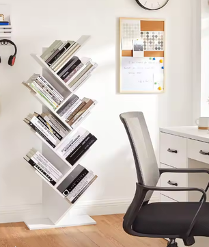 Boomvormige Boekenkast 8 Planken – Houten Opbergrek voor Woonkamer & Kantoor