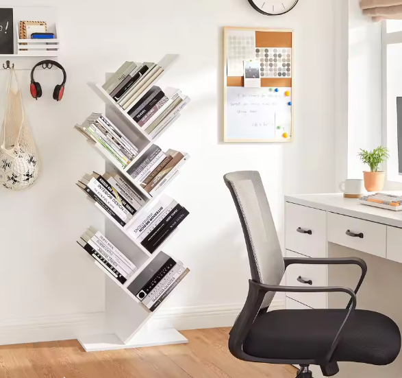 Boomvormige Boekenkast 8 Planken – Houten Opbergrek voor Woonkamer & Kantoor