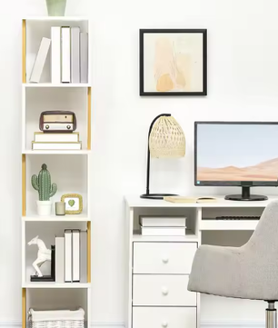Boekenkast S-Vorm – 5 Planken Houten Opbergrek voor Woonkamer en Kantoor