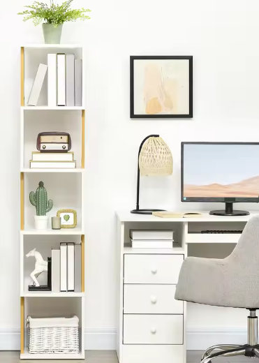 Boekenkast S-Vorm – 5 Planken Houten Opbergrek voor Woonkamer en Kantoor