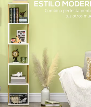 Boekenkast S-Vorm – 5 Planken Houten Opbergrek voor Woonkamer en Kantoor