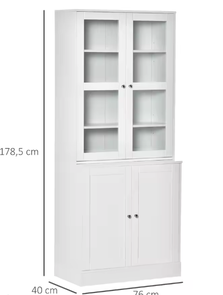 Vitrine met Verstelbare Planken – Boeken- en Deco-opbergkast 76x40x178,5 cm