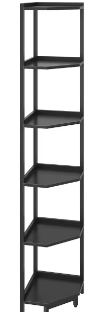 Hzuaneri Hoekplankstandaard – 6 Niveaus Open Boekenkast met Metalen Frame