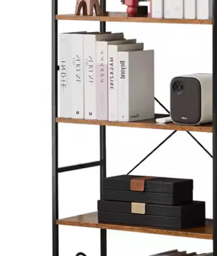 Boekenkast met 5 Planken – Moderne Metalen & Houten Opbergkast voor Boeken, Planten en Decoratie – Ruimtebesparende Organizer voor Woonkamer, Slaapkamer of Kantoor
