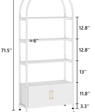 Boekenkast met Deur – Moderne Hoge Kast met 4 Open Planken & Gesloten Opbergvak, Stijlvol Design voor Woonkamer, Slaapkamer of Kantoor