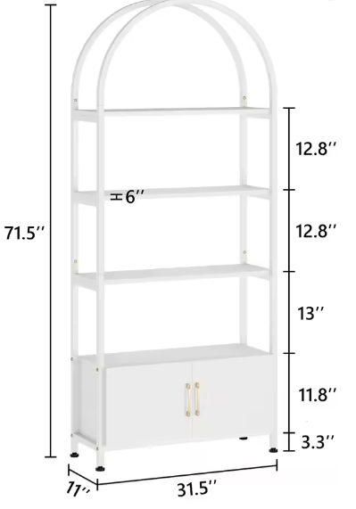 Boekenkast met Deur – Moderne Hoge Kast met 4 Open Planken & Gesloten Opbergvak, Stijlvol Design voor Woonkamer, Slaapkamer of Kantoor