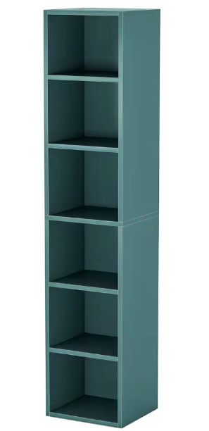 Smalle Boekenkast met 6 Planken – Moderne Witte Hoekkast met Open Kubusdesign en Ruimtebesparende Opbergmogelijkheden