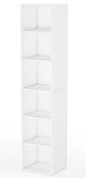 Smalle Boekenkast met 6 Planken – Moderne Witte Hoekkast met Open Kubusdesign en Ruimtebesparende Opbergmogelijkheden