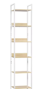 Industriële Ladder Boekenkast met 6 Planken – Vintage Houten Opbergrek met Metalen Frame en 4 Verwijderbare Haken, Vrijstaand Displayrek voor Woonkamer of Kantoor