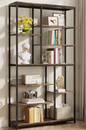 Hoge Boekenkast met 8 Planken – Industriële Houten & Metalen Displayplank voor Woonkamer, Thuis of Kantoor