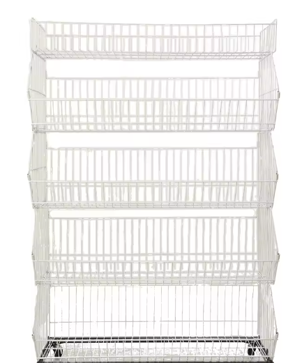 5-Laags Mobiel Opbergmandrek – Draadrek met Afneembare Mand, Wieltjes en Ventilerend Design