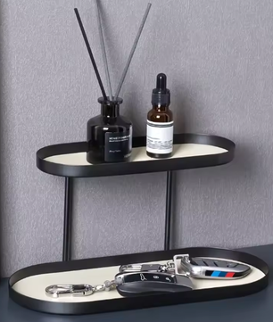 Dubbellaags Parfum & Cosmetica Organizer – Roestvrij Stalen Opbergplank voor Woonkamer, Slaapkamer of Badkamer