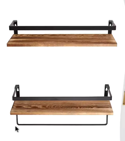 2-Laags Wandplank met Handdoekhouder – Zwevende Opbergplank voor Woonkamer en Kantoor