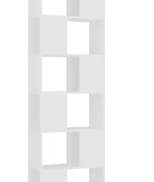 Witte Kamerverdeler Boekenkast – 6-Compartment Open Opbergrek 60x24x186 cm voor Woonkamer en Kantoor