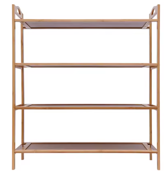 4-laags Bamboe Schoenenrek – Duurzame Houten Opbergplank voor Hal en Woonkamer