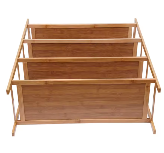 4-laags Bamboe Schoenenrek – Duurzame Houten Opbergplank voor Hal en Woonkamer