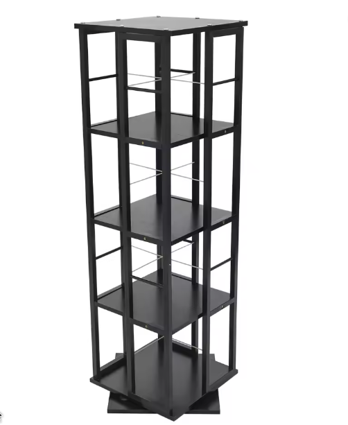 4-laags Roterende Boekenkast – 360° Draaibare Staande Plank voor Hoeken, 40 x 40 x 134 cm