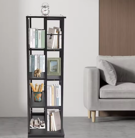 4-laags Roterende Boekenkast – 360° Draaibare Staande Plank voor Hoeken, 40 x 40 x 134 cm