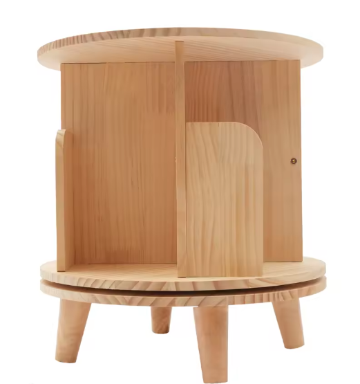 360° Roterende Houten Boekenplank – Vrijstaand & Minimalistisch