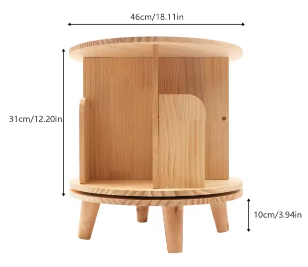 360° Roterende Houten Boekenplank – Vrijstaand & Minimalistisch